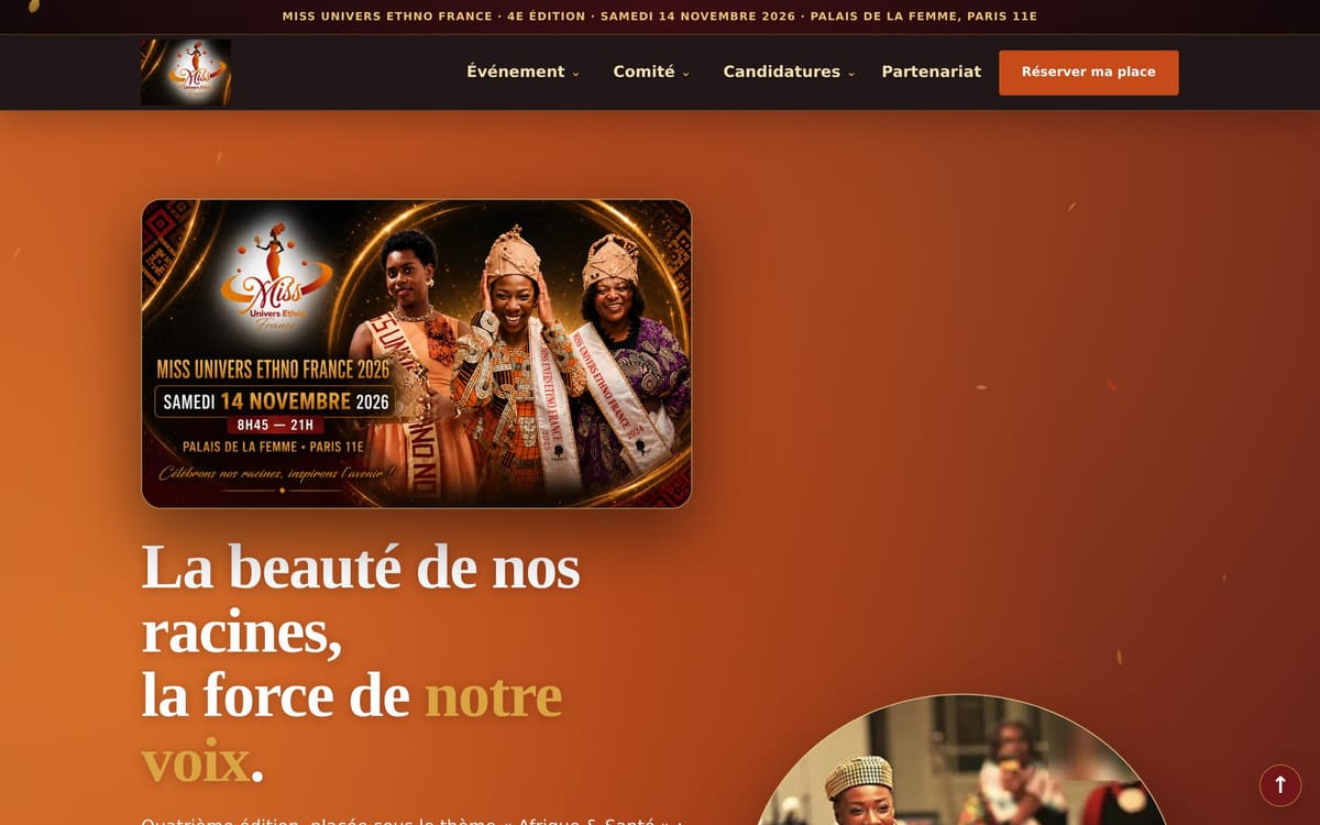 Capture de le portail Miss Univers Ethno