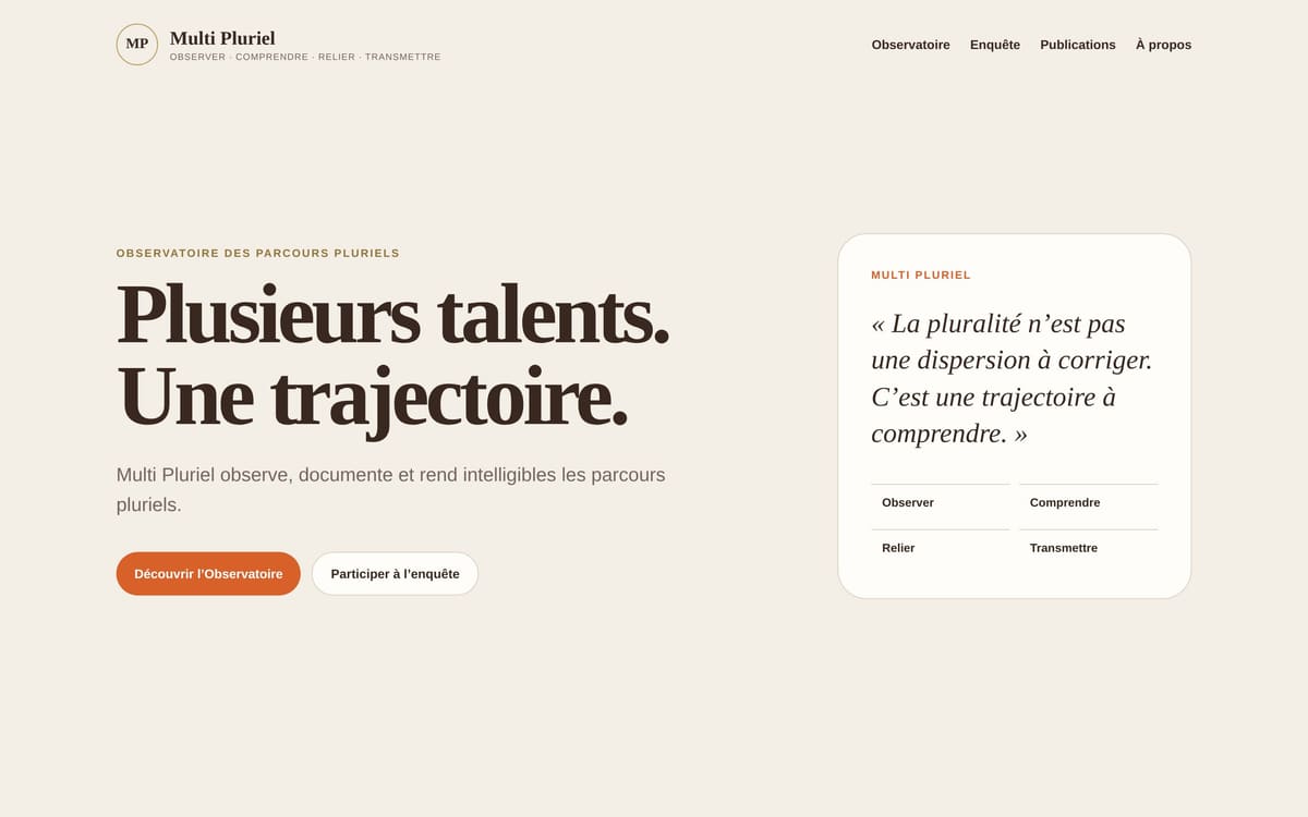 Capture du site Multi Pluriel